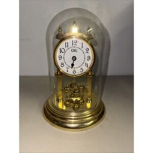 GWC Gold Anniversary/Torsion Dome Desk Clock Quartz Glass Vintage Style
